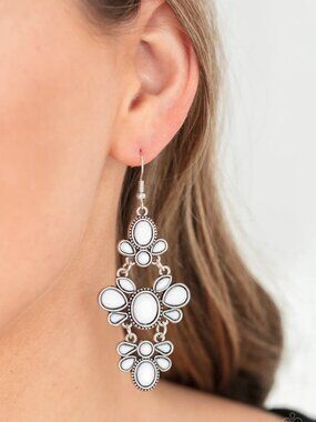 Paparazzi Jewelry Accessories - VACAY The Premises - White Earrings - Vintage